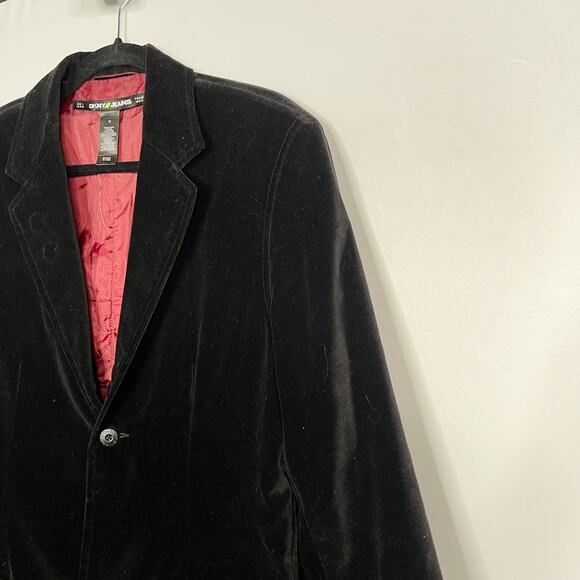 DKNY Mens Medium M Black Velvet Blazer Sport Coat Cotton Two Button Notch Collar - Picture 3 of 8